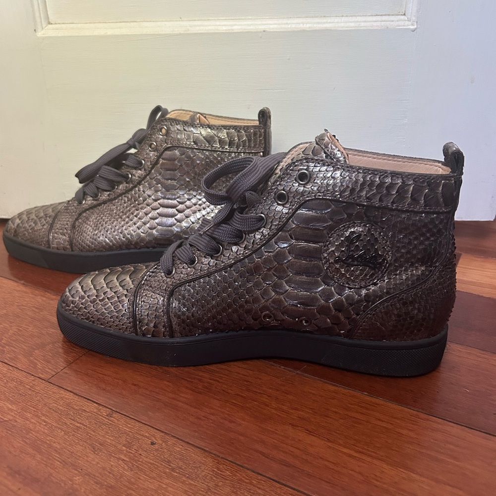 Christian Louboutin Gray Snakeskin Sneakers - Picture 4 of 7